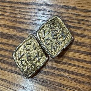 Givenchy Metallic Gold and Silver Logo Earrings